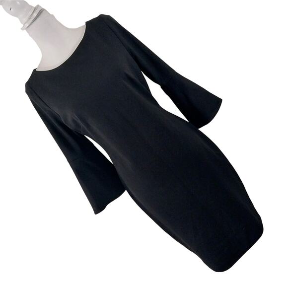 CALVIN KLEIN! STUNNING CHIC BLACK BELL SLEEVE SHEATH STYLE MIDI DRESS! SZ 8 - Picture 10 of 10